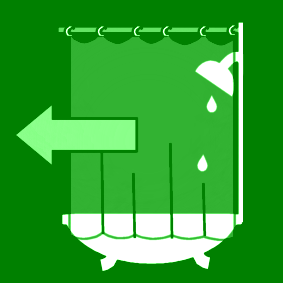 shower curtain: close for drying